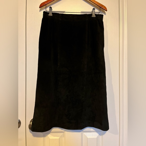 Vintage Danier Black Leather Midi Skirt Sz 12 - Picture 6 of 14